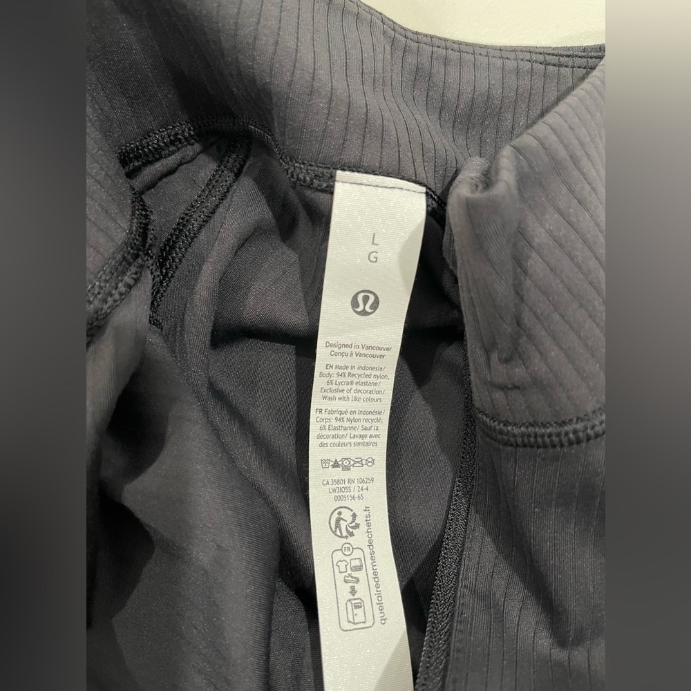 Lululemon Rulu Ribbed Cropped Half Zip Pullover Black - Picture 5 of 5